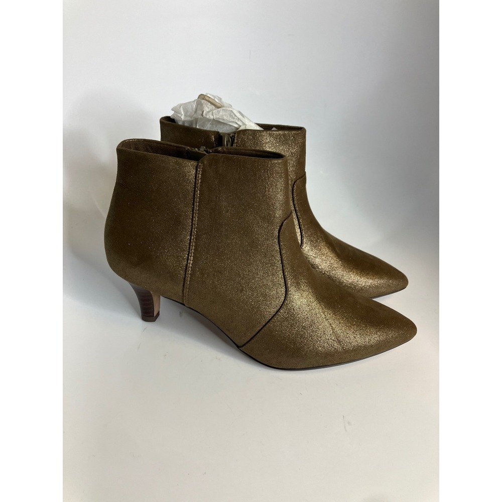 Clarks Linvale Judith Ankle Boots Womens‎ 9.5W Bronze Good Metallic Kitten Heel